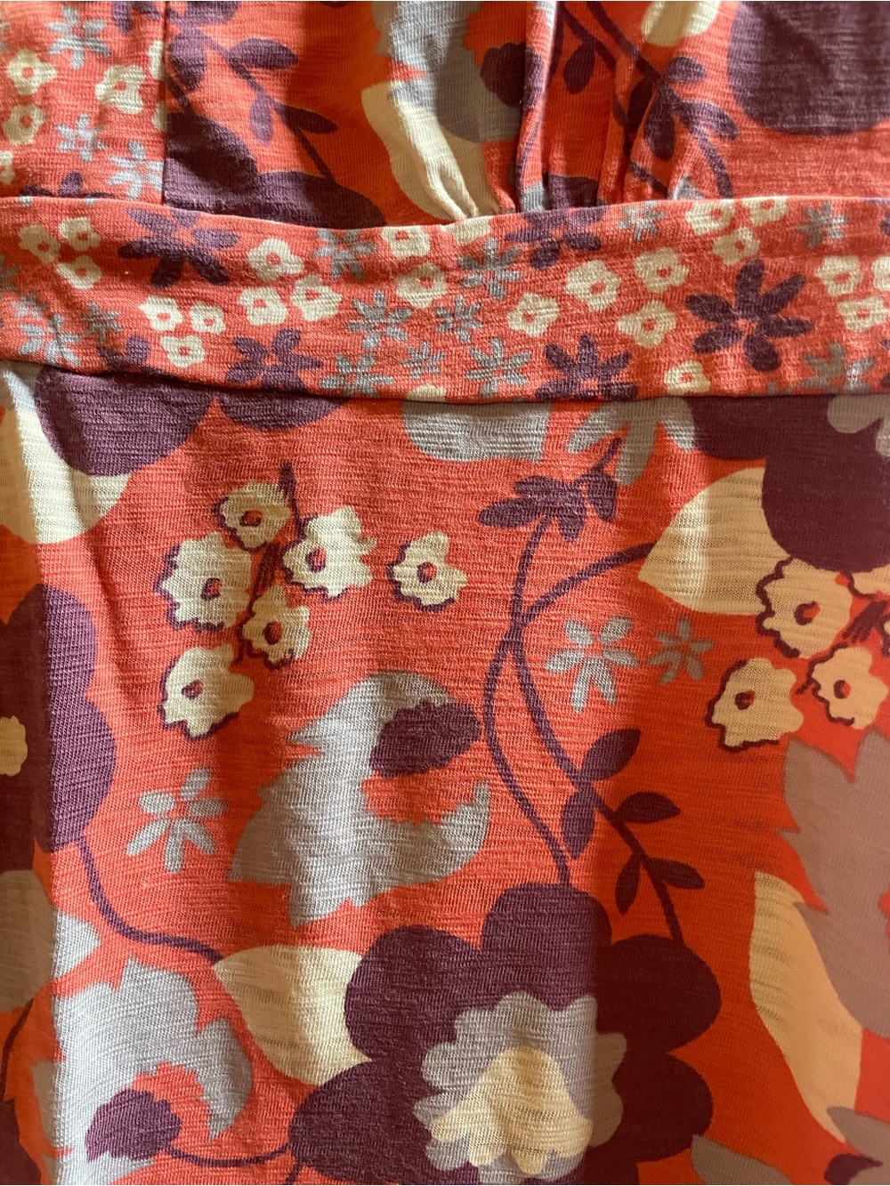 Boden red and Purple Floral V-Neck Tunic, US12 - Picture 2 of 4